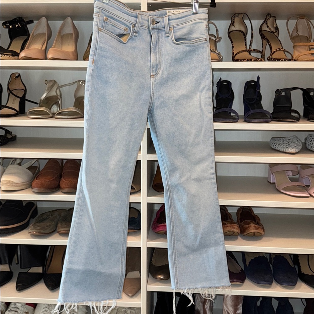 Rag & Bone Cut Off Raw Hem Nina High Rise Ankle Crop Flare Jeans size 28 size 6